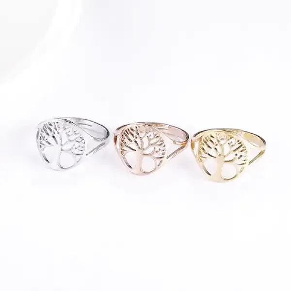 Bague Bouddha Femme avec l'Arbre de Vie (Acier) – Image 4