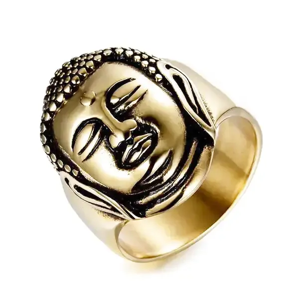 Bague Bouddha et le Visage d'Or (Acier)