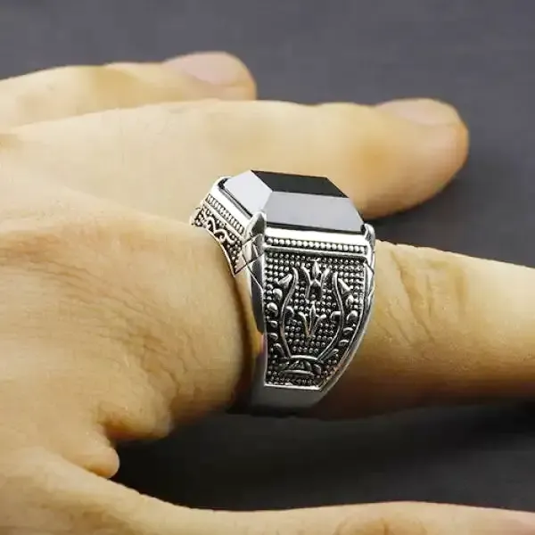 Bague Bouddha et la pierre d'Onyx (Argent) – Image 4