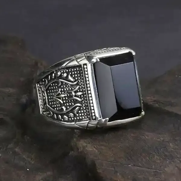 Bague Bouddha et la pierre d'Onyx (Argent) – Image 2