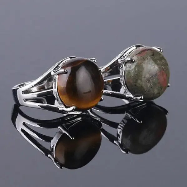 Bague Bouddha avec pierre Cabochon (Acier) – Image 2