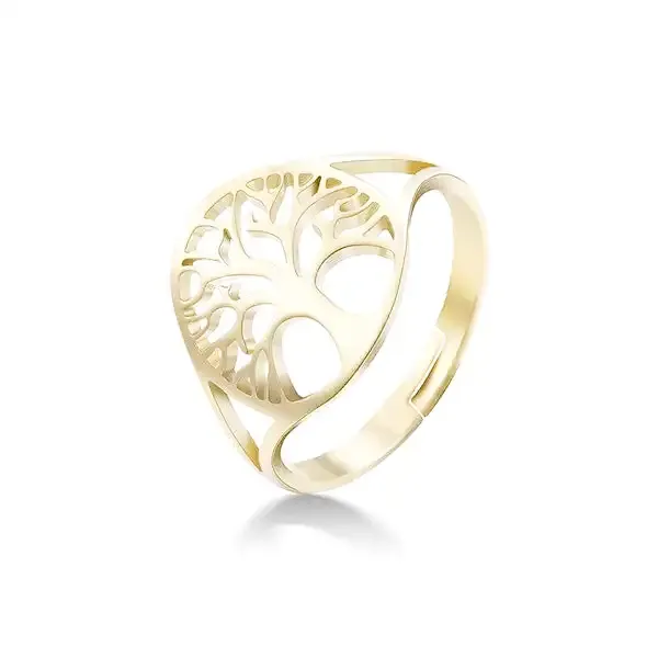 Bague Bouddha Femme avec l'Arbre de Vie (Acier) – Image 3