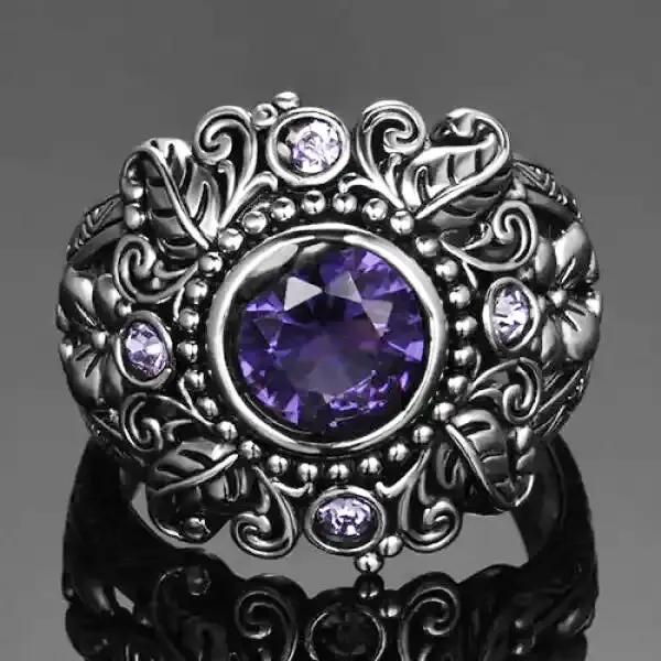 Bague Bouddha en Ancienne Améthyste (Argent) – Image 3