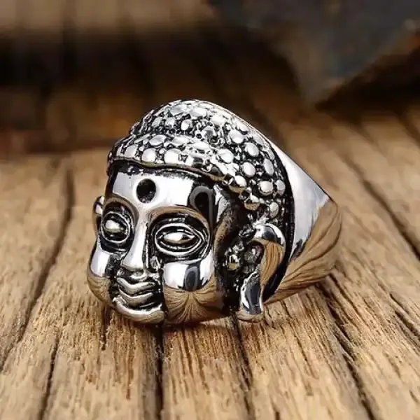 Bague Bouddha pour le Bouddhiste Tibétain (Acier) – Image 3