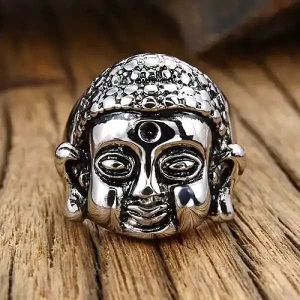Bague Bouddha pour le Bouddhiste Tibétain (Acier) – Image 2