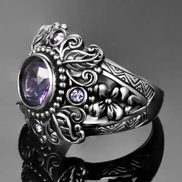 Bague Bouddha en Ancienne Améthyste (Argent) – Image 5