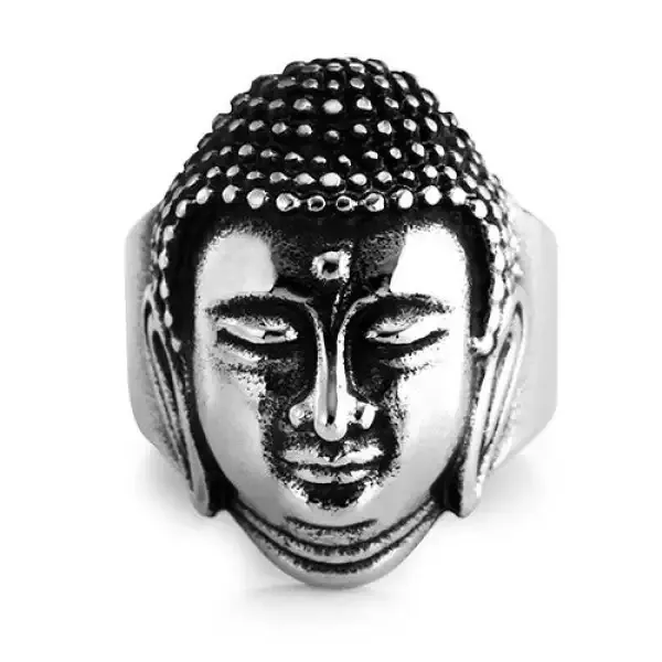 Bague Bouddha avec le Visage de Bouddha (Acier) – Image 2