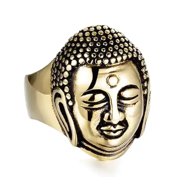 Bague Bouddha et le Visage d'Or (Acier) – Image 2
