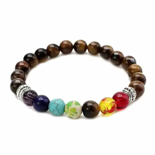 Bracelet Bouddha avec L'Œil de Tigre et les 7 Chakras