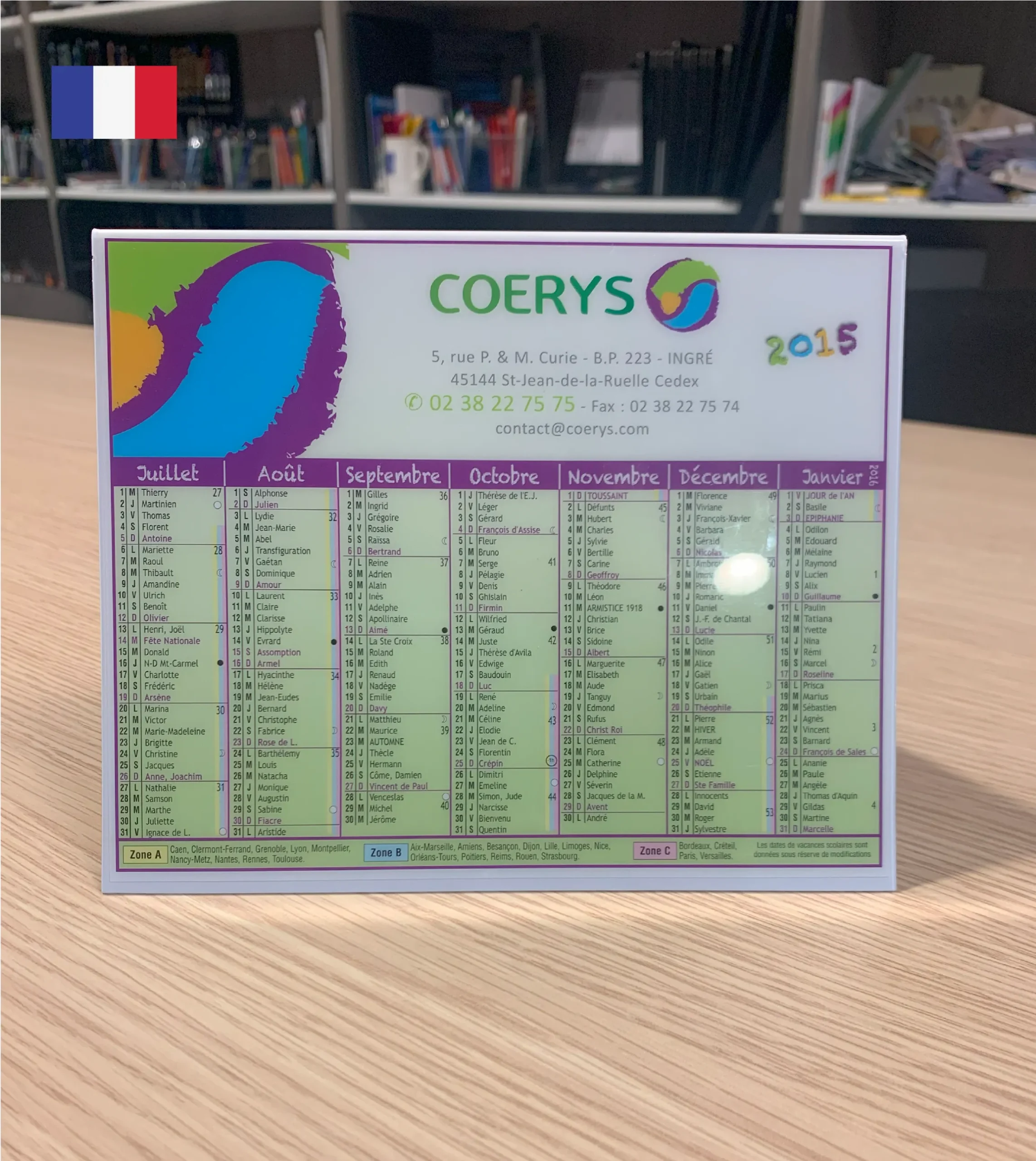 Calendrier chevalet made in France