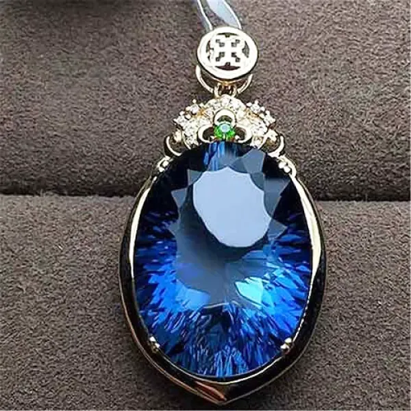 Pendentif Bouddha avec pierre de Saphir en Goutte d'Eau – Image 2