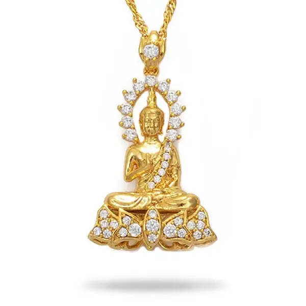 Pendentif Bouddha avec Collier en Acier