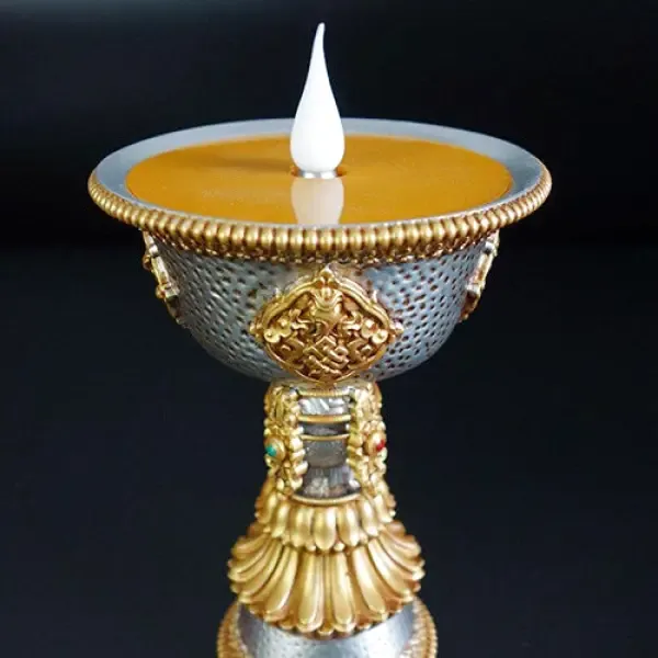 Lampe Tibétaine Bouddha avec Bougeoir – Image 3