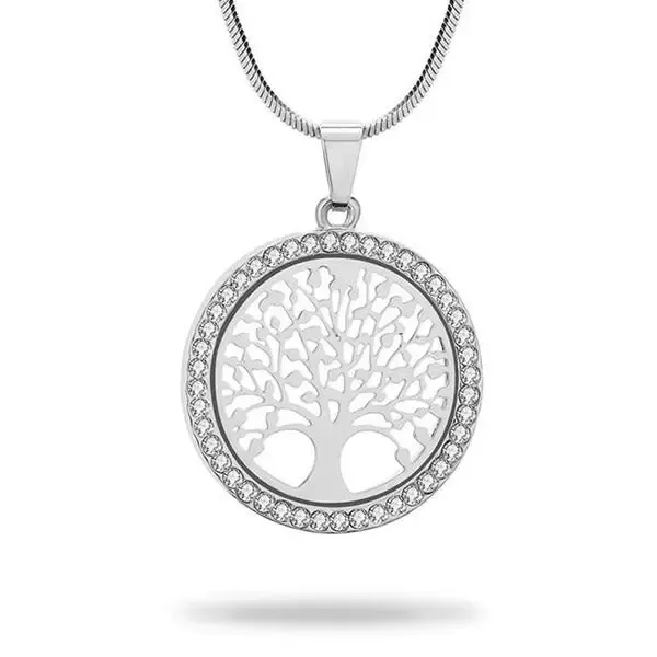 Pendentif Bouddha avec l'Arbre de Vie en Acier