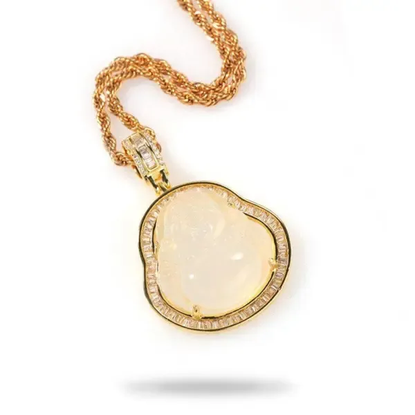 Pendentif Bouddha Rieur Contour Couleur Or – Image 3