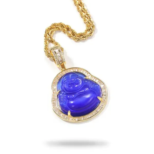 Pendentif Bouddha Rieur Contour Couleur Or