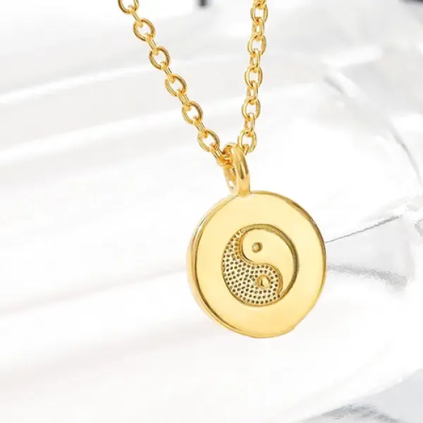 Pendentif Bouddha et symbole Yin Yang en Or – Image 2