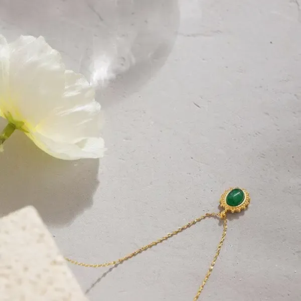 Pendentif Bouddha couleur Or avec pierre de Jade – Image 3