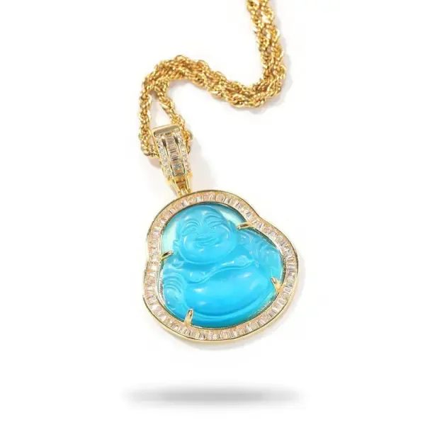 Pendentif Bouddha Rieur Contour Couleur Or – Image 4