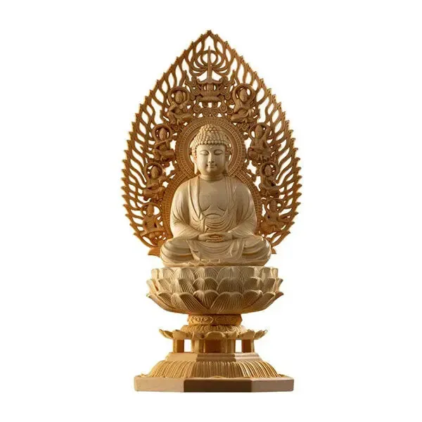 Statue Bouddha Déco en Bois de Cyprès – Image 2