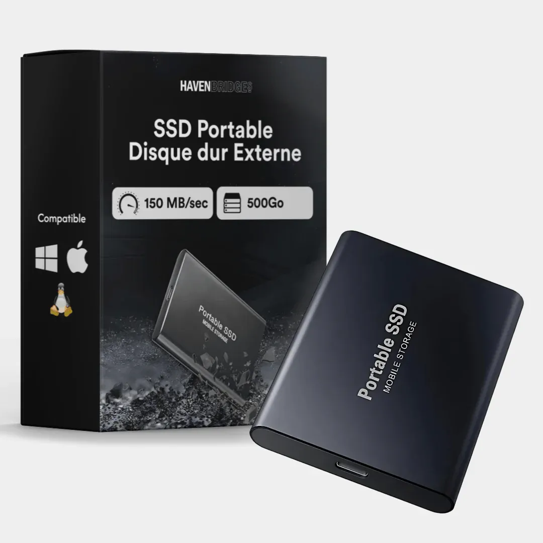 SSD Externe 500 Go | Jusqu’à 64To | Disque Dur Externe Portable Havenbridges