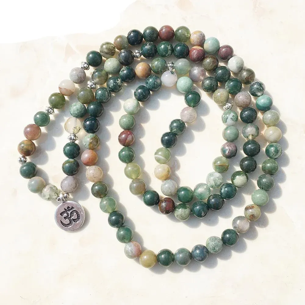 Bracelet Mala "Chanceuse" de 108 perles en Agate Indienne – Image 2