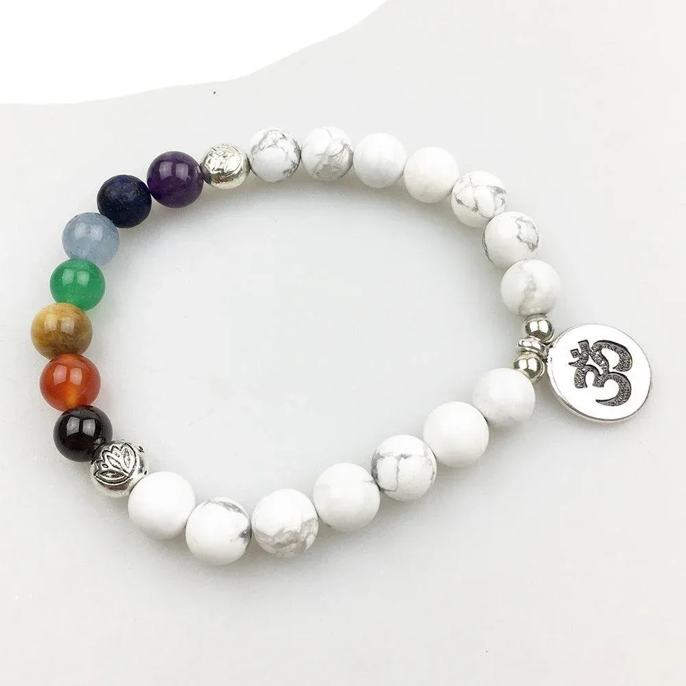 Bracelet "7 Chakras et Sagesse" en Howlite Blanche – Image 3