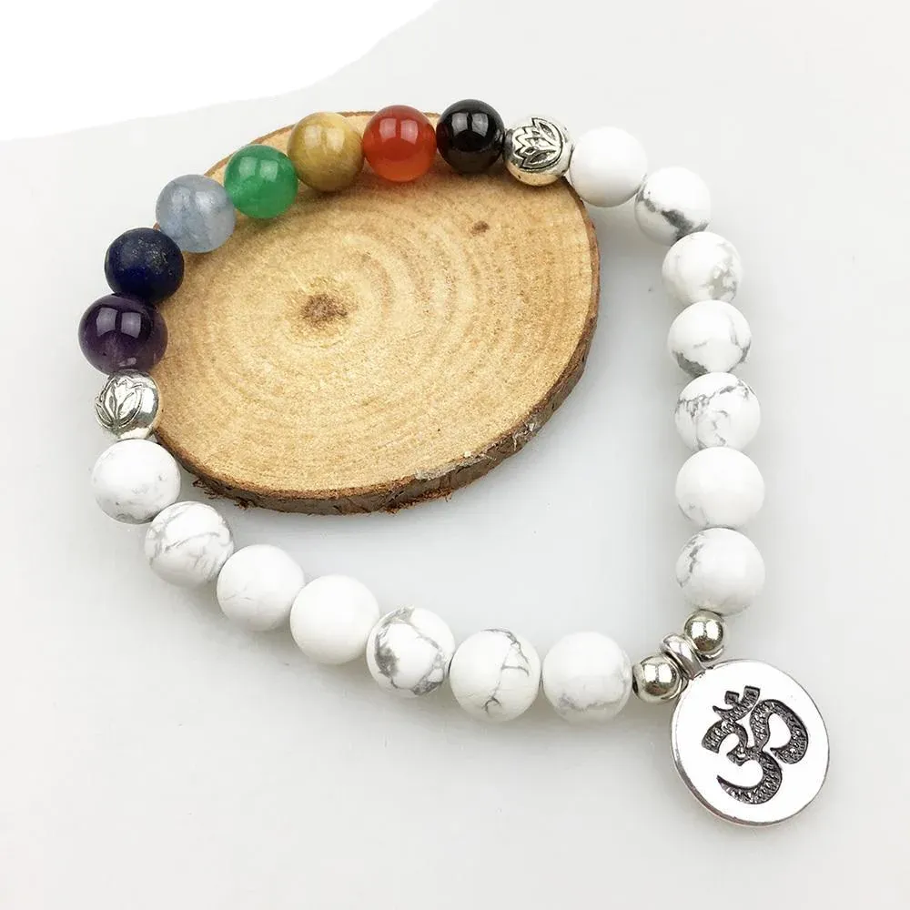Bracelet "7 Chakras et Sagesse" en Howlite Blanche – Image 2