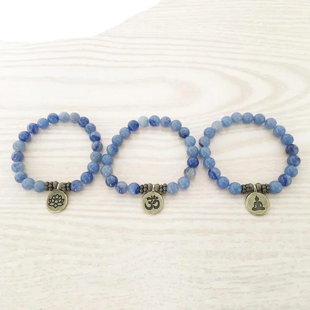 Bracelet Mala "Pleine Conscience" en Aventurine Bleue – Image 4