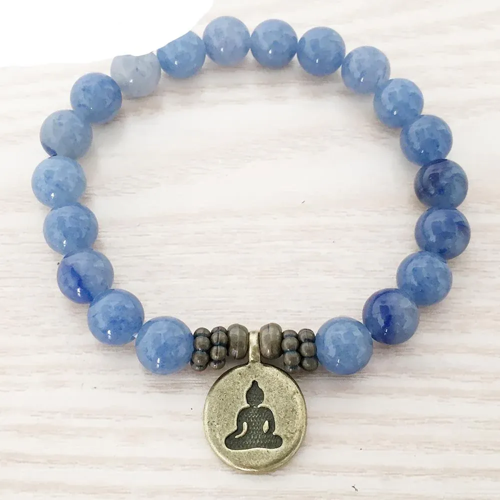 Bracelet Mala "Pleine Conscience" en Aventurine Bleue – Image 3