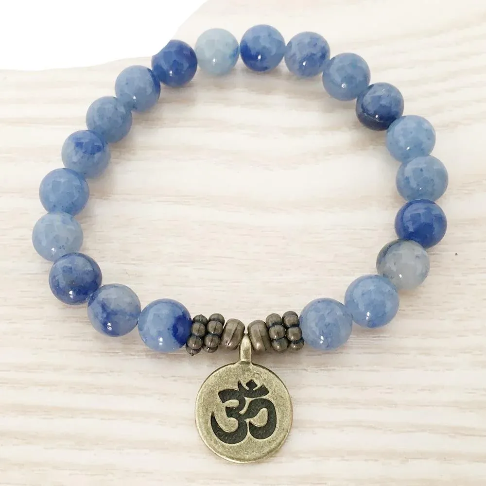 Bracelet Mala "Pleine Conscience" en Aventurine Bleue – Image 2
