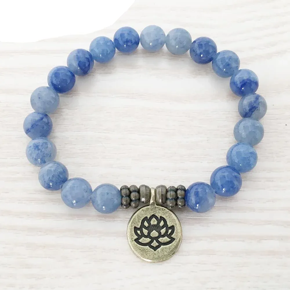 Bracelet Mala "Pleine Conscience" en Aventurine Bleue – Image 5