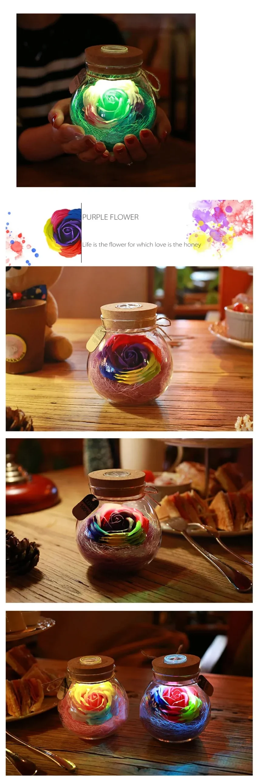 Bouteille Rose Lumineuse - 3 couleurs disponibles – Image 2